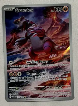 Pokemon TCG Groudon Basic Holo Card PAR 199/182 2023 English Very Clean - Image 2