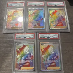 5 PSA graded Pokemon card lot Of Rainbow Rare Full Art Trainers Psa 10s And 9 - Image 1