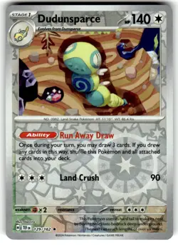 Dudunsparce 129/162 Rare Temporal Forces Pokemon Reverse Holo Near Mint - Image 1