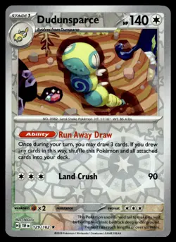 Dudunsparce 129/162 Rare Temporal Forces Pokemon Reverse Holo NM - Image 1