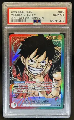 2022 One Piece Romance Dawn Monkey.D.Luffy Alternate Art #OP01-003 PSA 10 - Image 1
