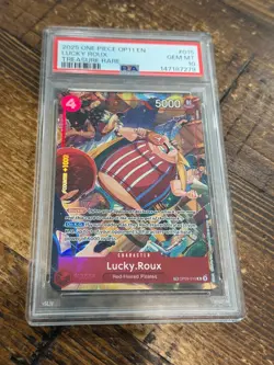 2025 One Piece OP09-015 Lucky Roux OP11 EN Treasure Rare TR PSA 10 GEM MT - Image 1