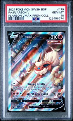 2021 Pokemon Swsh Black Star Promo #179 Flareon V Premium Collection PSA 10 - Image 1
