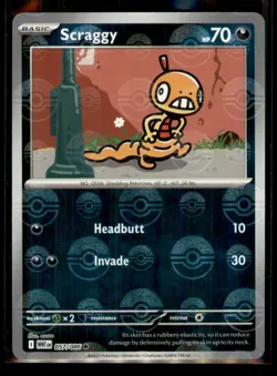 Scraggy (Poke Ball Pattern) 057/086 Common White Flare Pokemon Near Mint - Image 1