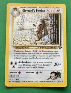 Giovanni's Persian HOLO 8/132 Gym Challenge VINTAGE Pokemon 2000 - Image 1