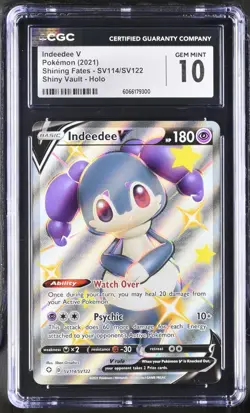 INDEEDEE V SV114/SV122 - POKEMON TCG SHINY VAULT HOLO SHINING FATES 2021 CGC 10 - Image 1
