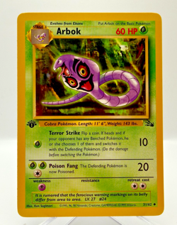 Arbok 31/62 Uncommon 1st Edition Fossil NM/LP Pokemon - Image 1