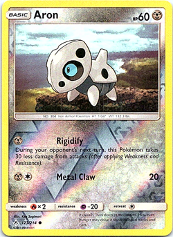 Aron 123/214 Pokemon Unbroken Bonds Reverse Holo Light Play - Image 1