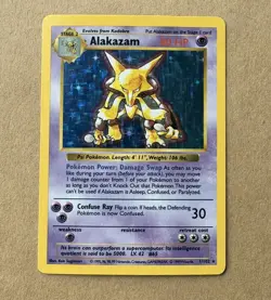 Alakazam 1/102 Shadowless Base Set 1999 Holo Rare Pokemon Card - LP - Image 1
