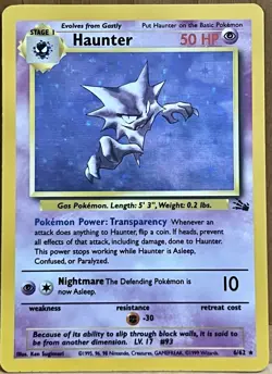 Haunter Pokemon TCG Fossil Set Unlimited 1999 6/62 Holo Rare LP - Image 1
