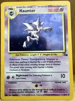 Haunter Pokemon TCG Fossil Set Unlimited 1999 6/62 Holo Rare LP - Image 2