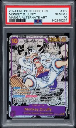 ONE PIECE MONKEY D. LUFFY 2024 PRB01 EN CARD THE BEST #119 MANGA ALT ART PSA 10 - Image 1