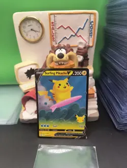 Surfing Pikachu V - 008/025 - Pokemon Celebrations Sword & Shield Rare Card - Image 1