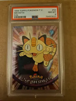 PSA 8 MINT Meowth TOPPS T.V. #52 Pokemon Card - Image 1