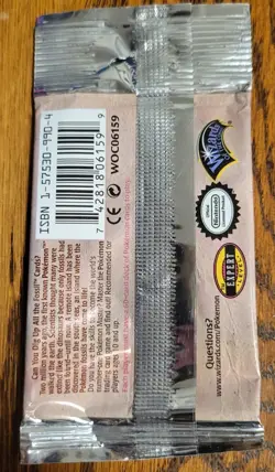 Pokemon Fossil OPENED Booster Pack Wrapper Lapras Art Long Crimp 1999 - Image 2