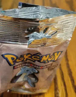 Pokemon Fossil OPENED Booster Pack Wrapper Lapras Art Long Crimp 1999 - Image 3