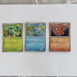 Pokemon 151 Promo Bulbasaur Charmander Squirtle SVP 046 047 048 Kanto Cosmo Holo - Image 1
