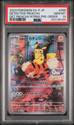 2023 POKEMON JAPANESE SV-P PROMO #098 DETECTIVE PIKACHU PSA 10 - Image 1
