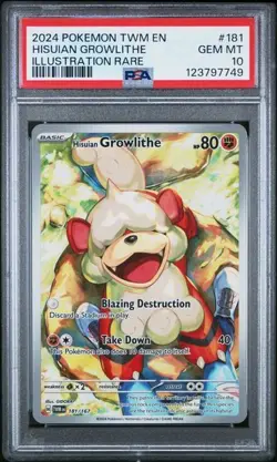 Hisuian Growlithe #181 - Pokemon Twilight Masquerade Illustration Rare - PSA 10 - Image 1