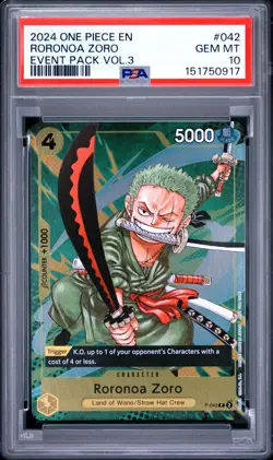 2024 ONE PIECE EVENT PACK VOL.3 #042 RORONOA ZORO PSA 10 - Image 1