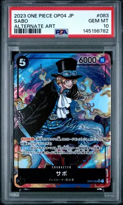 2023 ONE PIECE JAPANESE OP04-KINGDOMS OF INTRIGUE ALTERNATE ART #083 SABO PSA 10 - Image 1