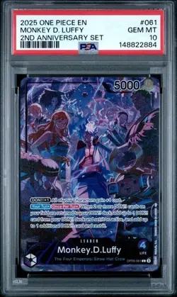 ONE PIECE MONKEY D. LUFFY 2025 ENGLISH VERSION 2ND ANNIVERSARY SET #061 PSA 10 - Image 1