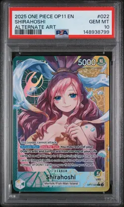 One Piece TCG OP11-022 Shirahoshi Leader Alt Art Parallel PSA 10 Gem Mint - Image 1