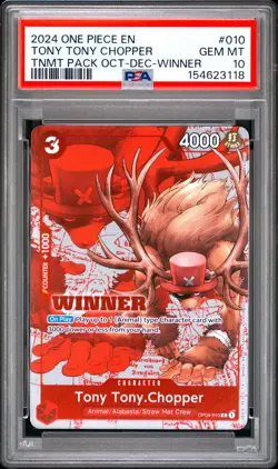 2024 ONE PIECE TOURNAMENT PACK OCTOBER-DECEMBER WINNER TONY TONY CHOPPER PSA 10 - Image 1