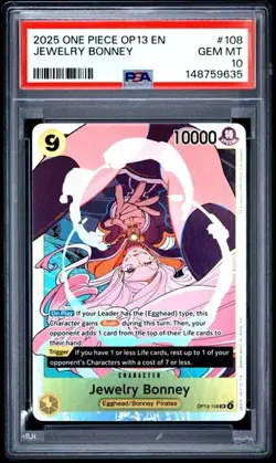 ONE PIECE JEWELRY BONNEY 2025 OP13-CARRYING ON HIS WILL #108 PSA 10 - Image 1