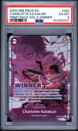2025 ONE PIECE TOURNAMENT PACK VOL.3 WINNER #062 CHARLOTTE KATAKURI PSA 6 - Image 1