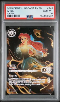 2025 DISNEY LORCANA WHISPERS IN THE WELL ICONIC ARIEL - ETHEREAL VOICE PSA 10 - Image 1