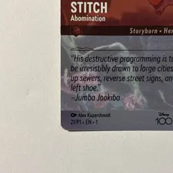 Disney Lorcana 100 Stitch Abomination Alternate Art Promo 21/P1 Holofoil Lilo - Image 5