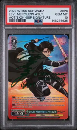 2022 WEISS SCHWARZ ATTACK ON TITAN: FINAL SEASON LEVI: MERCILESS ASSAULT PSA 10 - Image 1