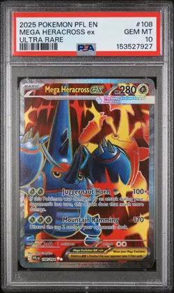 Pokemon Mega Heracross ex Phantasmal Flames #108 Graded Card PSA 10 - Image 1
