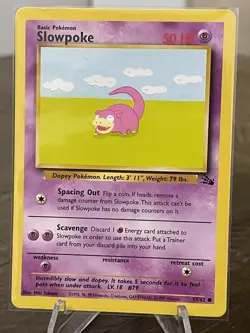 SLOWPOKE Fossil 55/62 Unlimited WOTC Pokemon Card LP - Image 1