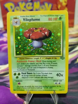 Pokemon TCG Vileplume Holo Rare Jungle 15/64 Unlimited Card 1999 LP/MP Vintage - Image 1