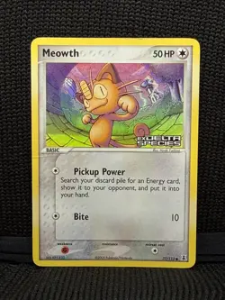 Pokemon TCG Meowth EX Delta Species 77/113 Reverse Holo Stamped Card MP - Image 1