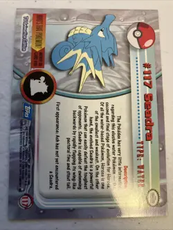 Seadra Pokemon 2000 Topps Card Blue Logo - Image 4