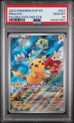 PSA 10 GEM MINT Pikachu Paldea Evolved ETB 027 SVP 2023 Black Star Promo Card - Image 1