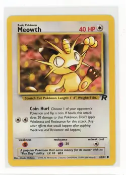 Pokemon Team Rocket #62/82 Meowth F1 - Image 1