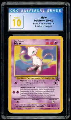 Pokemon Mew 2000 Black Star Promos 8 Pokemon League CGC PRISTINE 10 - Image 1