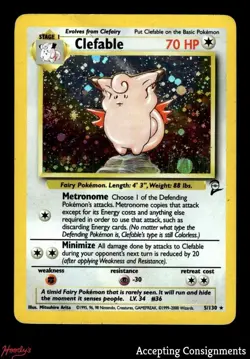 2000 Pokemon Base 2 Unlimited #5 Clefable HOLO - Image 1