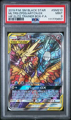 Moltres Zapdos Articuno Hidden Fates ETB Promo SM210 PSA 9 Pokemon 2019 - Image 1