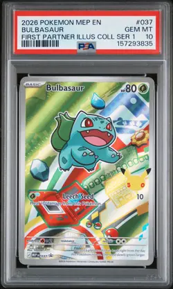 2026 POKEMON FIRST PARTNER ILLUSTRATION COLLECTION SERIES 1 BULBASAUR PSA 10 - Image 1