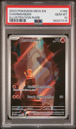 2023 POKEMON MEW EN-151 ILLUSTRATION RARE #168 CHARMANDER PSA 10 - Image 1