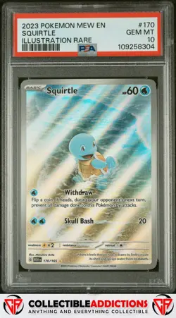 2023 Pokemon Mew En-151 #170 Squirtle Illustration Rare PSA 10 - Image 1
