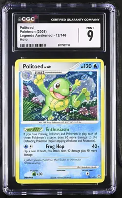 CGC 9 MINT Politoed 2008 Legends Awakened 12/146 Holo Pokemon Card - Image 1