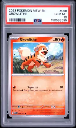 2023 POKEMON MEW EN-151 #058 GROWLITHE PSA 10 - Image 1