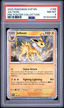 2025 POKEMON SVP PRISMATIC EVOLUTIONS POSTER COLLECTION #169 JOLTEON PSA 8 - Image 1