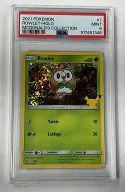 2021 POKEMON MCDONALD'S COLL #7 ROWLET-HOLO PSA 9 - Image 1